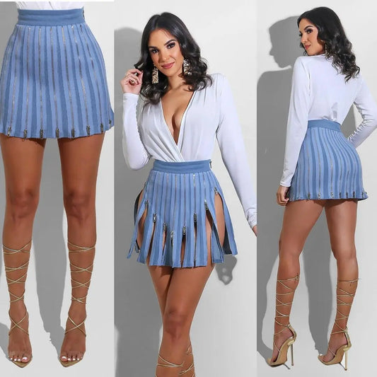 Fashion Women Pleated Skirt Solid Color Summer Lady A-Line Mini Skirts High Waist Chic Female Short Zippers Split Skirt